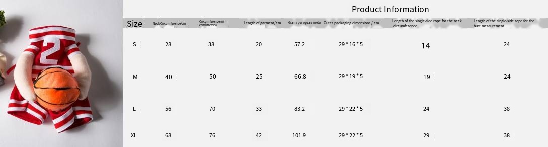 Pet Basketball Sports Uniform  Jersey Costume for Dogs